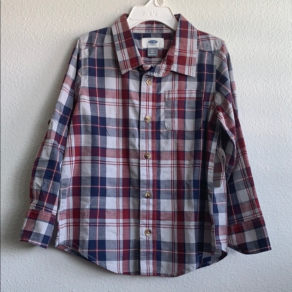 Red, white, blue boys flannel